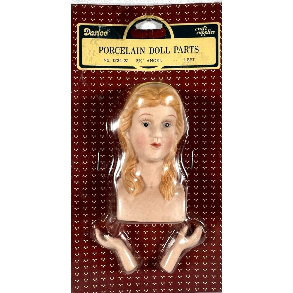 Darice Porcelain Doll Parts Head & Hands 3 Pc Angel Blonde 2¾ Inch NEW 1224-22